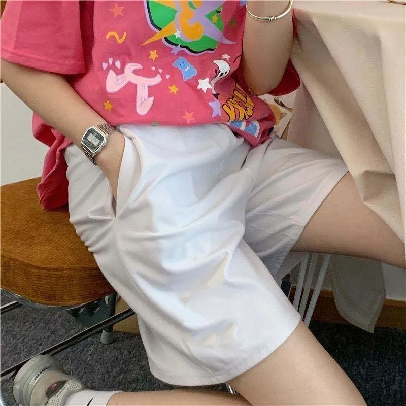 Pantaloncini estivi 2023 elasticità donna belle ragazze stile coreano studenti dolci Harajuku semplici pantaloni Oversize grigio puro femminile