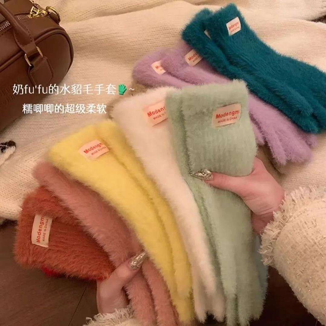 Gloves For Women Winter Plush Knit Gloves Long Cover Mittens Ride Drive Ski Warm Gloves Outdoor Warmer Christmas New Year Gift