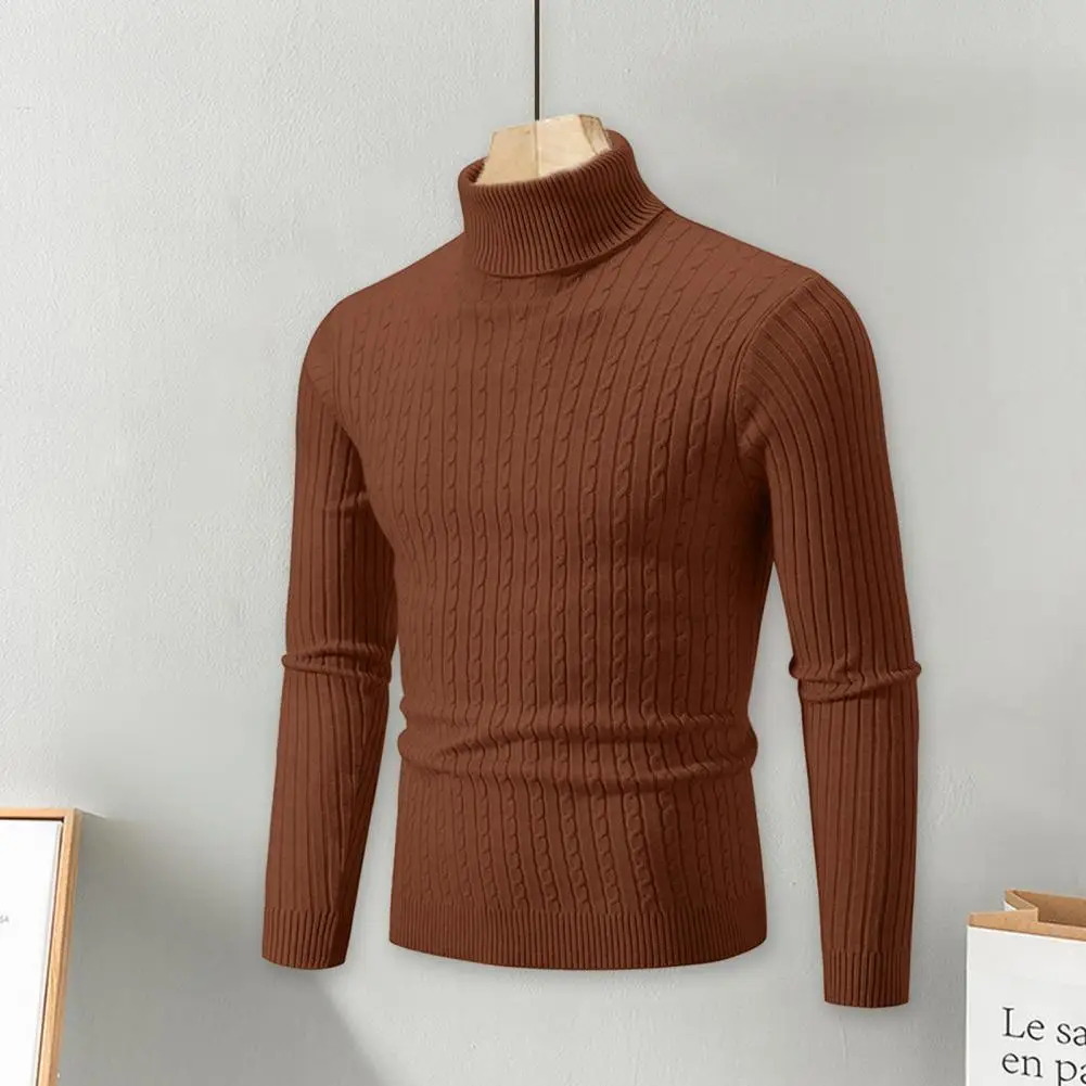 Features: This knitted sweater is solid color, high collar, long sleeves, slim fit, simple and versatile.