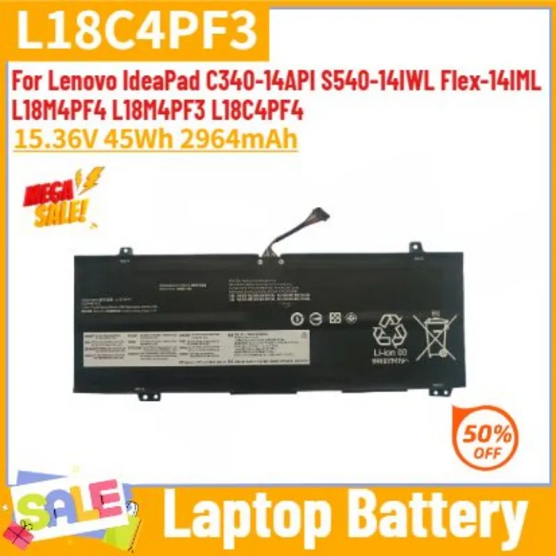 New L18C4PF3 15.36V 45Wh Replacement Battery For Lenovo IdeaPad C340-14API S540-14IWL Flex-14IML  L18M4PF3 L18C4PF4 L18M4PF4