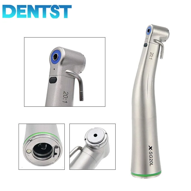 Dental 20:1 Low Speed Handpiece Green Ring With LED Fiber Optic Contra Angle Dentistry Implant Handpiec X SG20L