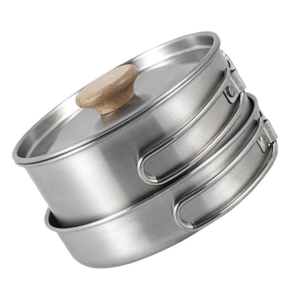 

Folding H Pot Camping Utensil Set Portable Stainless Steel Cooking Pan Reusable Frying Picnic Outdoor Griddle