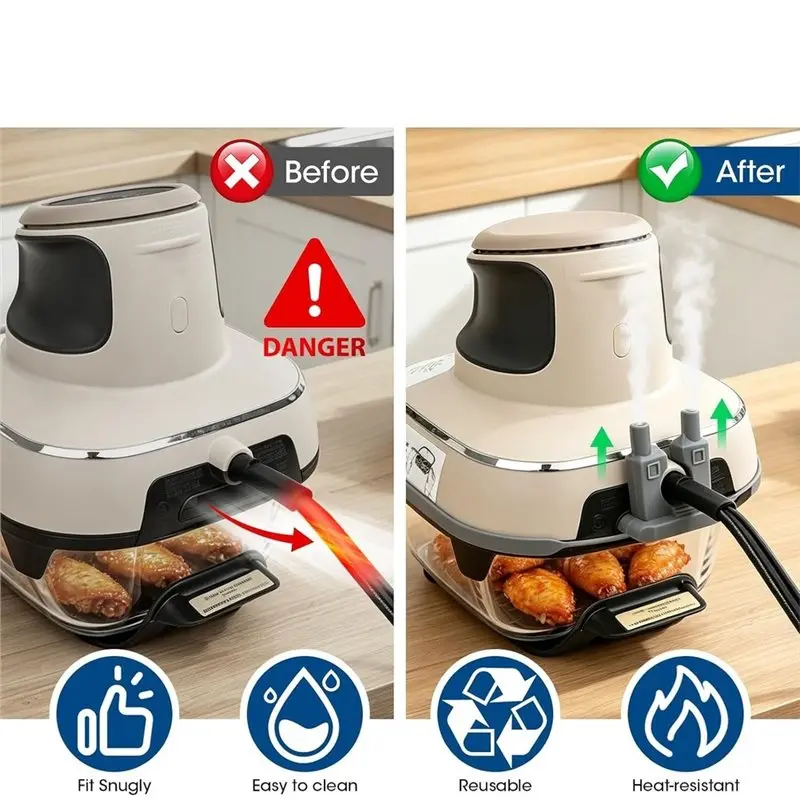 ABYN-For Ninja Crispi Glass Air Fryer Silicone Steam Diverter Accessories For Models FN101GY/FN101SG/FN101ST With Anti-Fall Stra