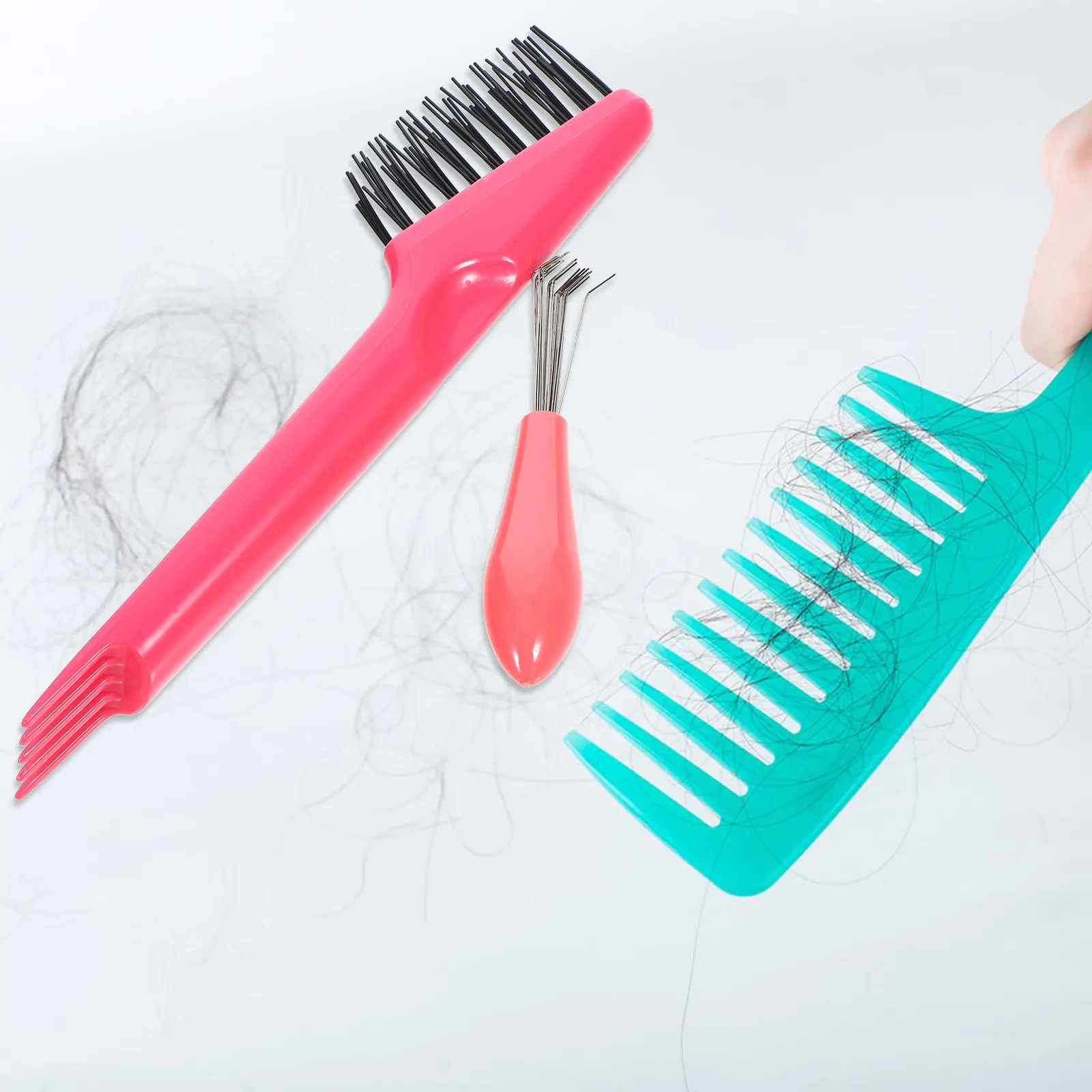1Set Hair Brush Cleaner Comb Cleaner Brush Cleaning Tool Ergonomic Design Hair Removal Rake for Salon Home Comb Cleaning Tool view 4
