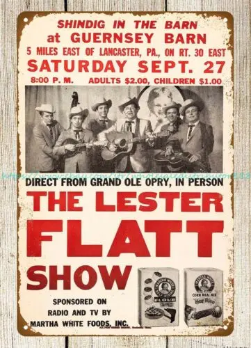 1950s Lester Flatt Guernsey Barn Concert Poster metal tin sign