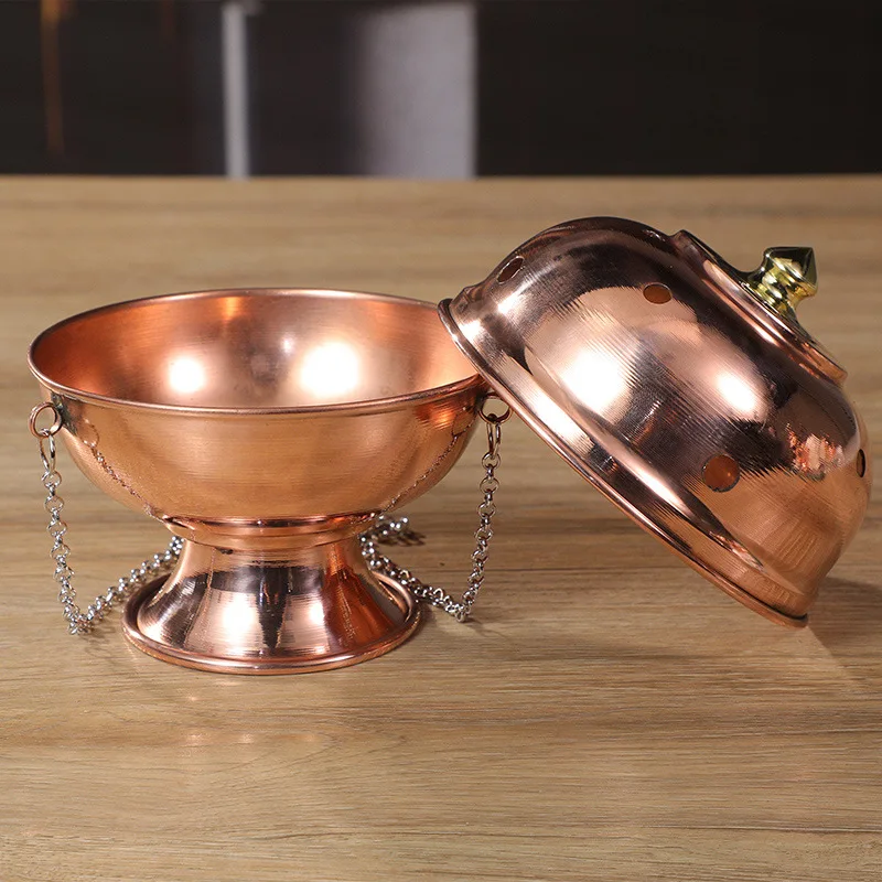 

Hanging Incense Burner Red Copper Engraved Stupa Aromatherapy Stove Meditation Smoke Furnace Altars Decorative Multifunctional