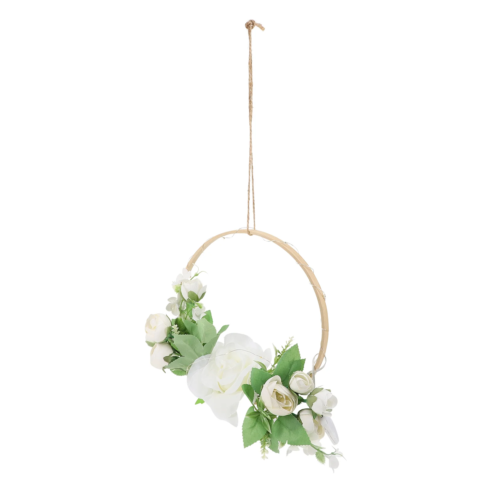 Artificial Flower with Light Garland Wall Pendant Multifunction Bamboo Multifunctional Silk Cloth Realistic Ring Lamp