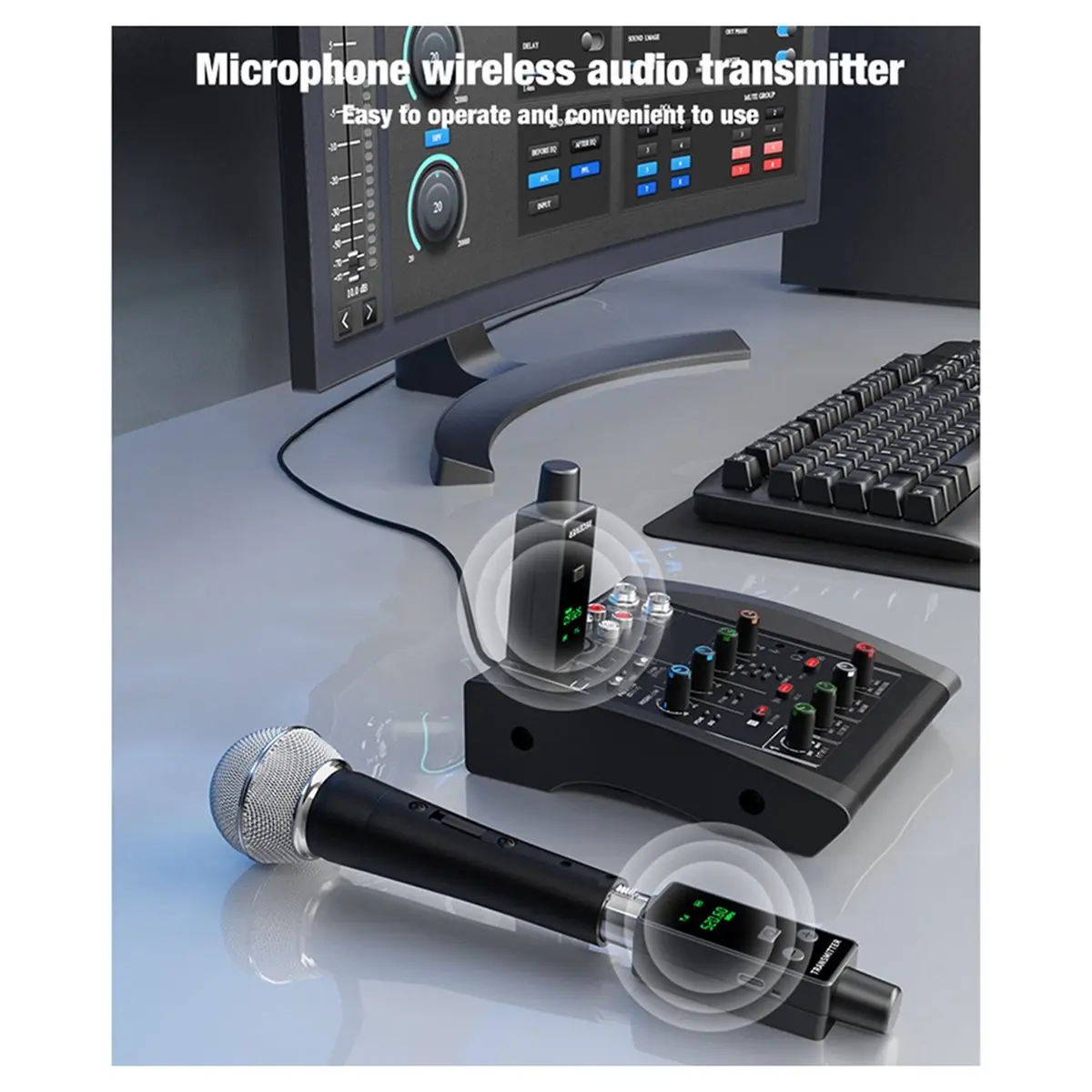 2.4G XLR Adapter Wireless Microphone Transmitter and Receiver System for Dynamic Microphones, Guitars, Audio Mixers [cilae-17R]