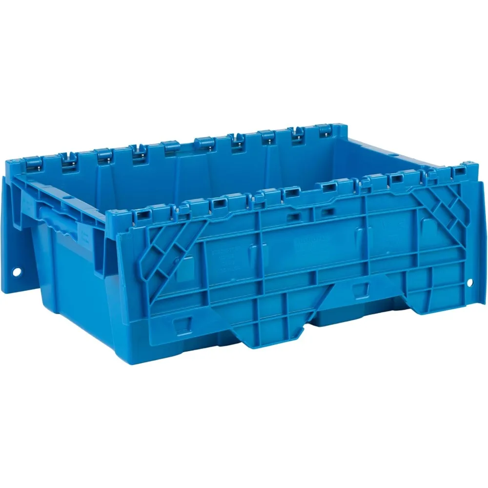 Contenedor de distribución de bolsa de almacenamiento de 19,6 x 11,6 x 7,3 pulgadas (3,7 galones, paquete de 5) con tapa adjunta con bisagras, azul