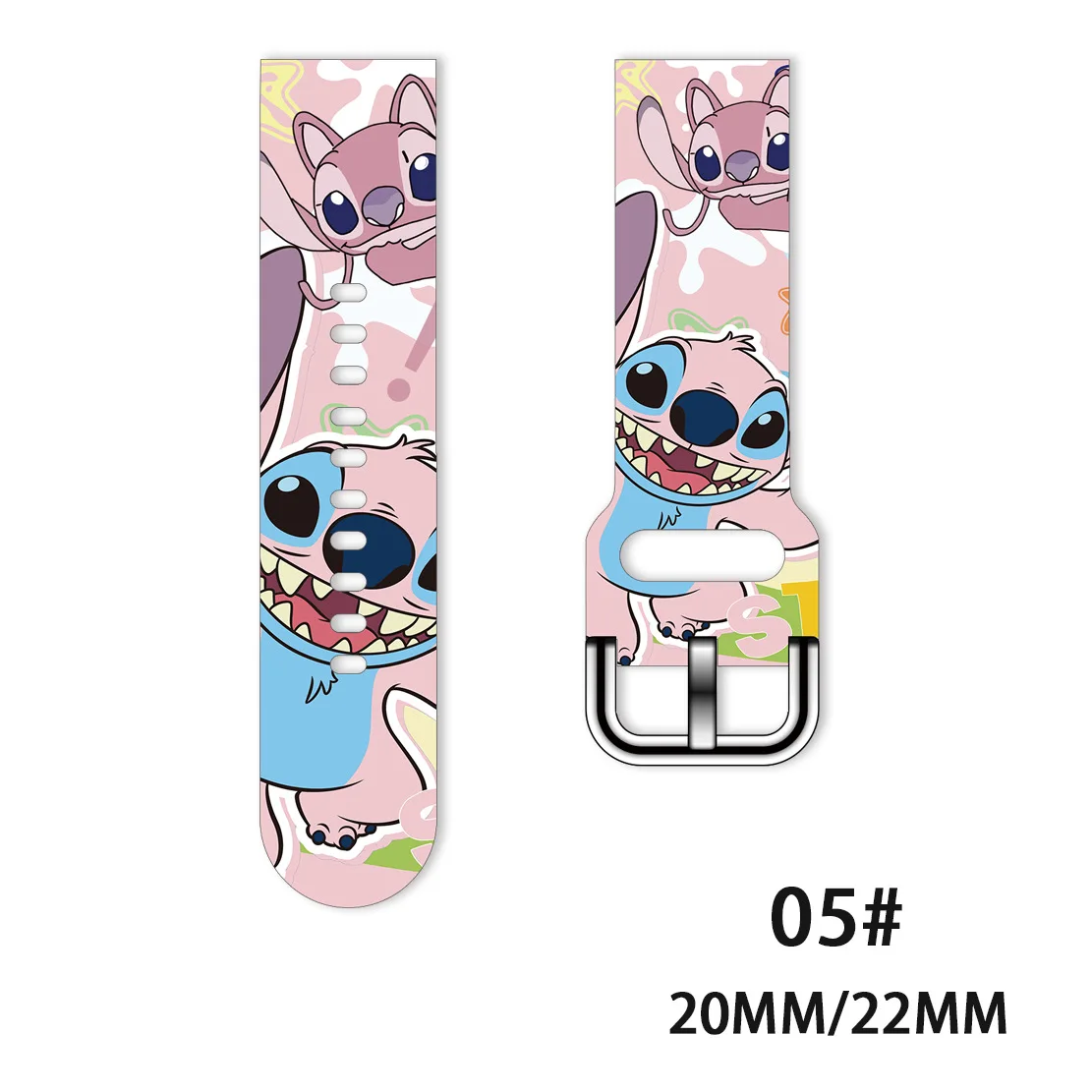 Disney Stitch Cartoon Cute 20mm 22mm Silicone Strap For Samsung Galaxy Watch Amazfit Bracelet For Huawei GT2 Pro Smartwatch