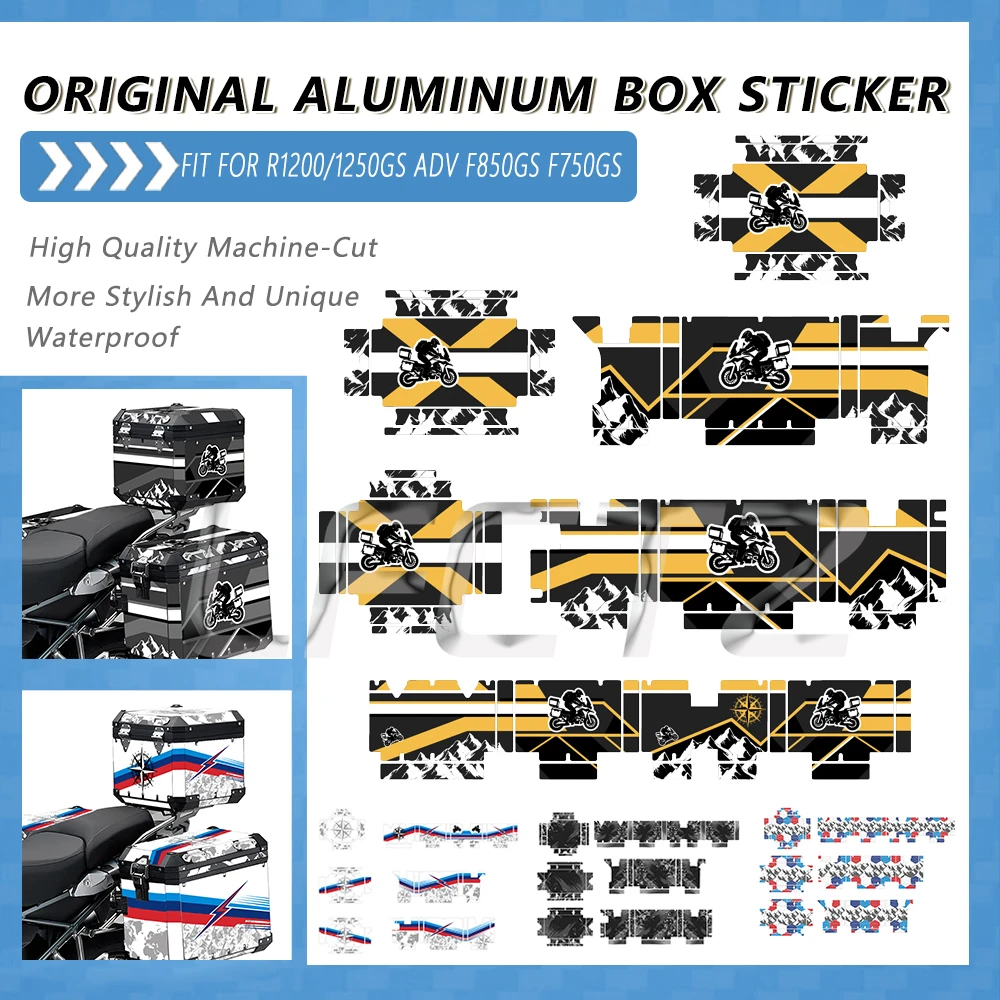 Motorcycle Top Side Stickers Fit for F750/850GS R1250GS R1200GS Adventure Aluminium Box Trunk Panniers Luggage Cases Decals Set