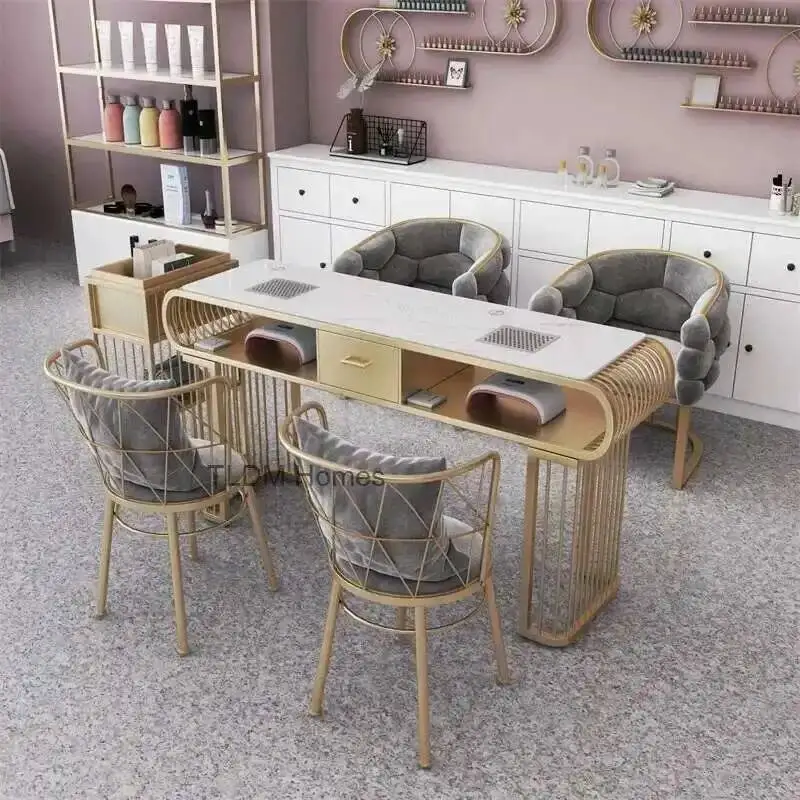 

Commercial Wrought Iron Modern Nail Tables for Furniture Beauty Manicure Table Creative Upscale Nail Table k