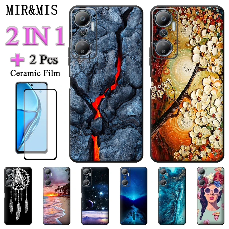 For Infinix Hot 20 4G Silicone Soft Case For Infinix Hot 20 4G X6826 X6826B X6822C 2 IN 1 With Ceramic Protector Screen