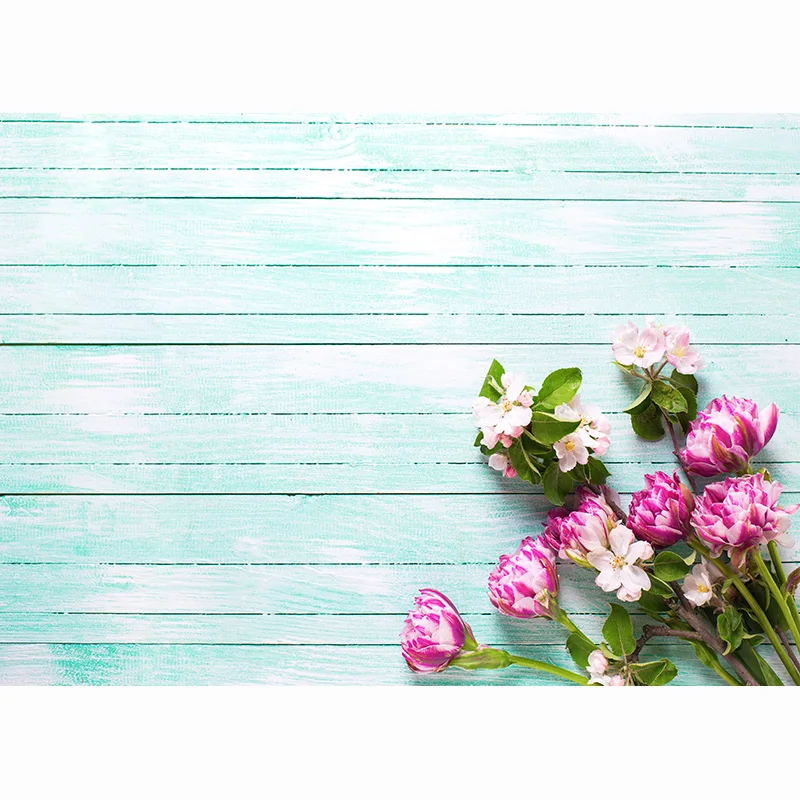 SHUOZHIKE Spring Flowers Petal Wood Plank Photography Backdrops Wooden Board Baby Pet Photo Background Studio Props Decor MHZ-01