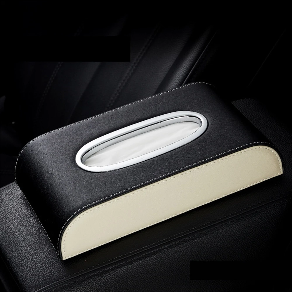 Universal Car Tissue Box Creative Leather Napkin Holder Box Back Seat Tissue Storage Decoration