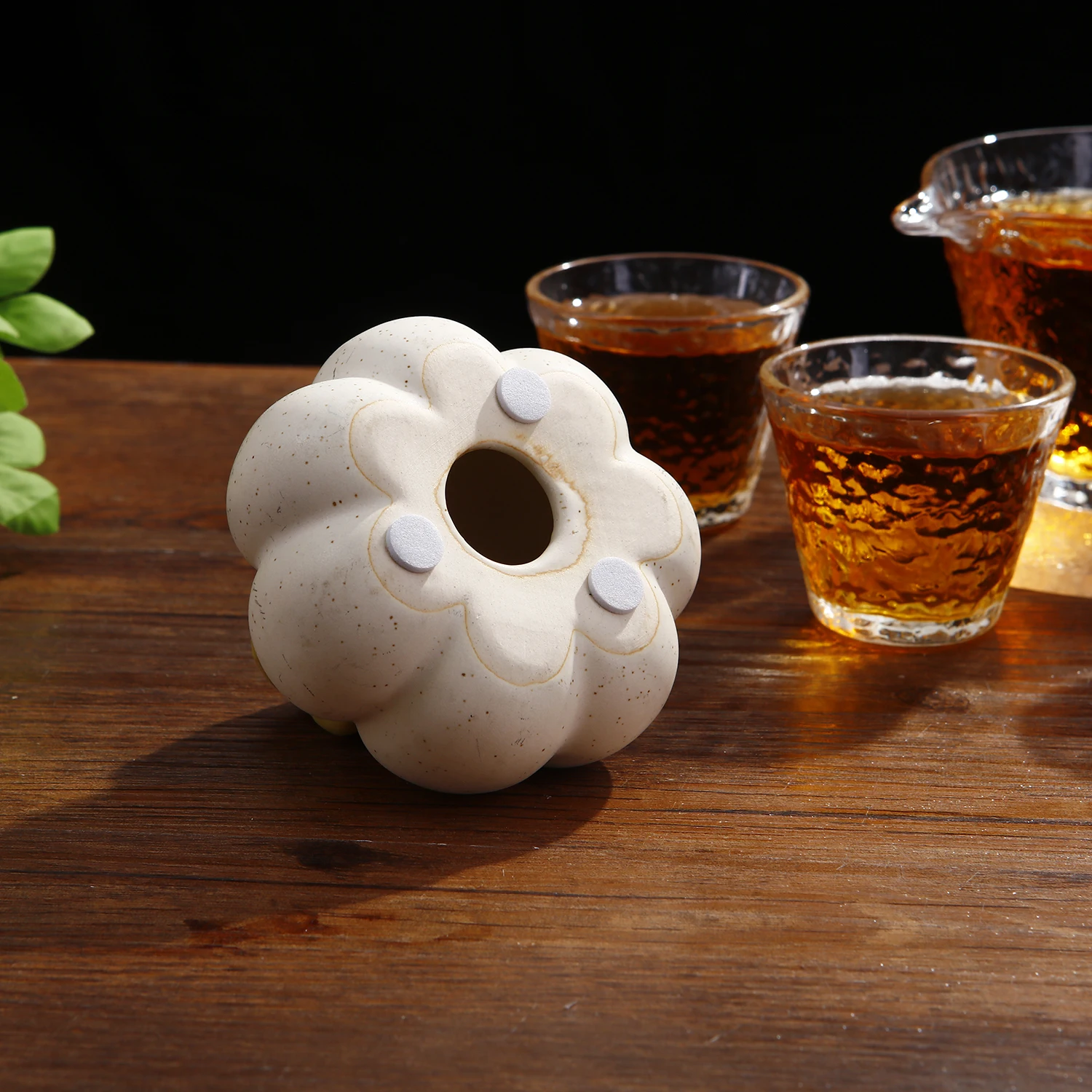Creative Ceramic Pumpkin Incense Burner 4-hole Brass Incense Holder for Incense Stick Buddhism Supplies Home Decor