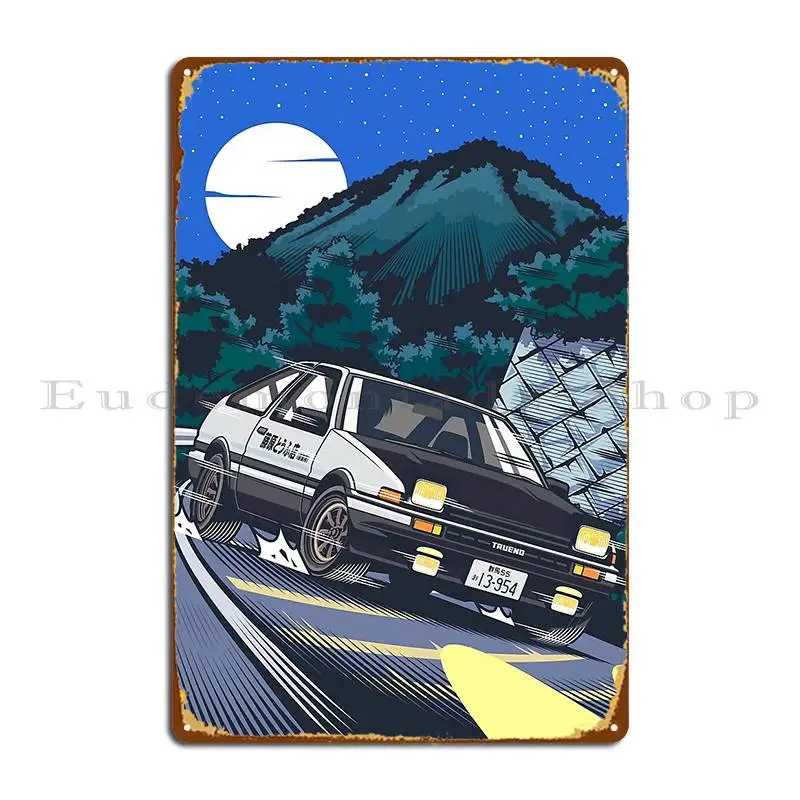 Initial D Takumi Fujiwara Hachiroku Downhill Attack Ae86 Trueno Metal Plaque Garage Personalized Wall Pub Tin Sign Poster