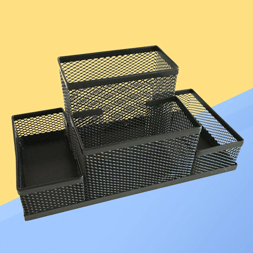 

Multifunctional Pen Holder Desk Organizer Metal Mesh Table Black Storage Stationery Keys Cosmetics Easy Clean Office