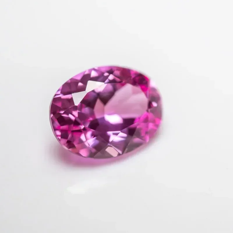 Lab Grown Sapphire Pink Color Oval Shape Charms Gemstones Beads for Diy Jewelry Making Material Selectable AGL Certificate