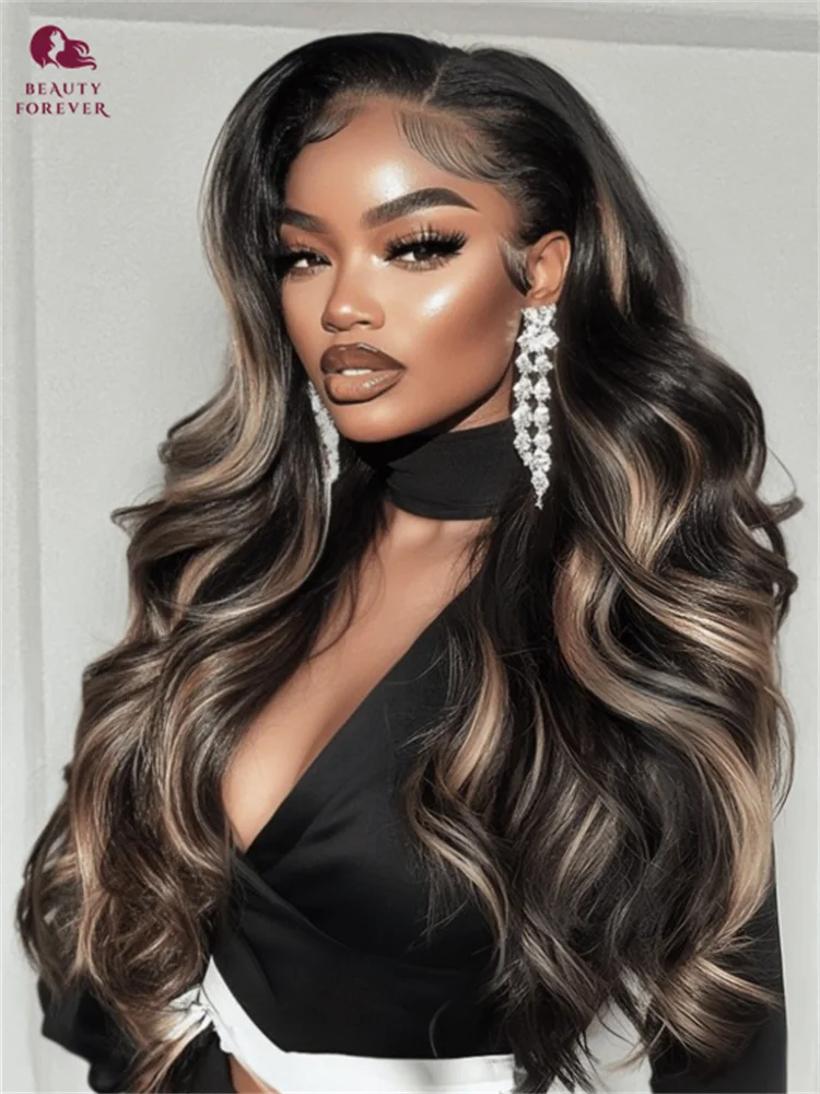 

Beauty Forever Blonde Highlight Human Hair Wig Face Framing 3D Body Wave 7x5 Lace Front Human Hair Wig Deep Part Breathable Cap