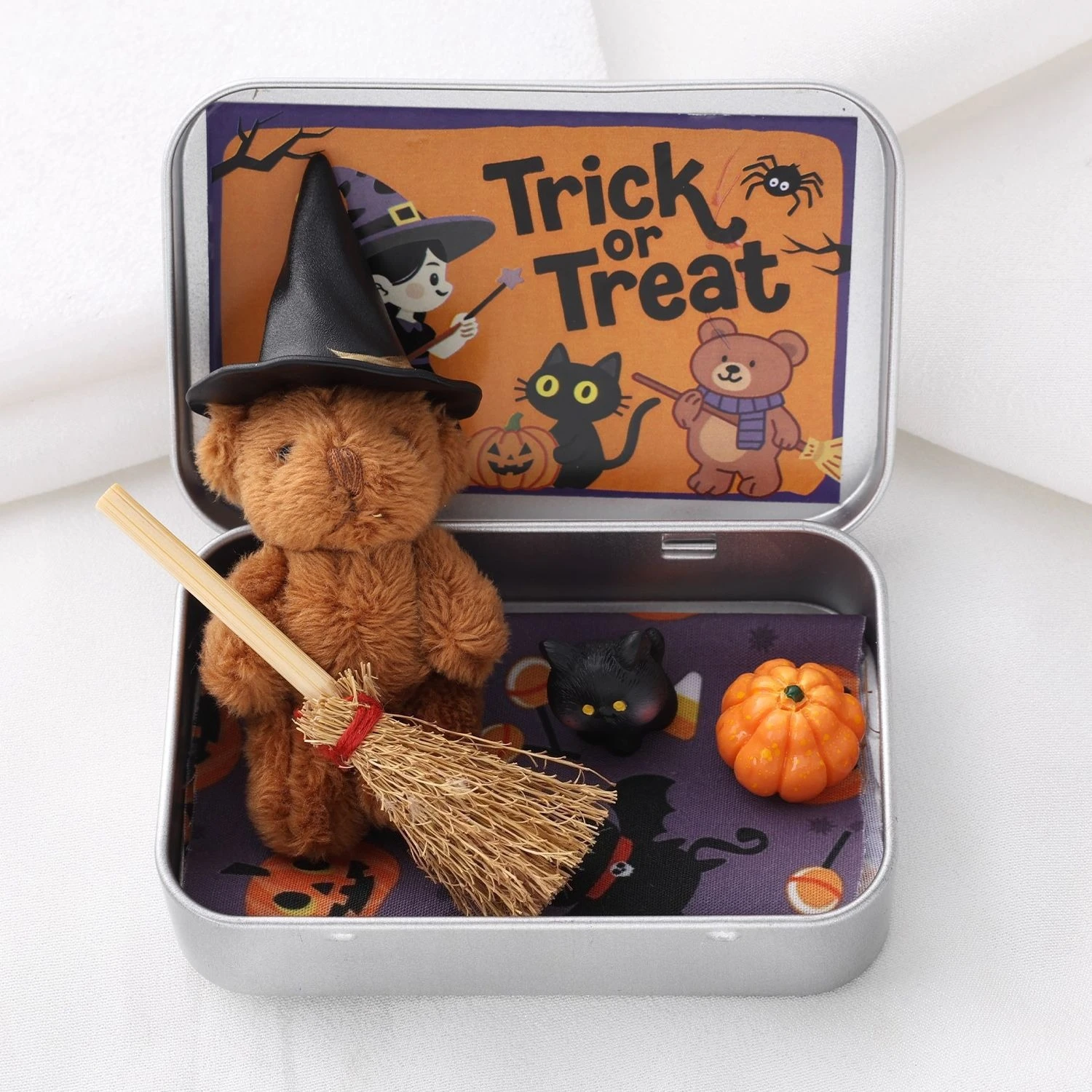 

Halloween Teddy Gift Box, Halloween Plush Toy Decoration Doll Ornaments, Halloween Gift for Children