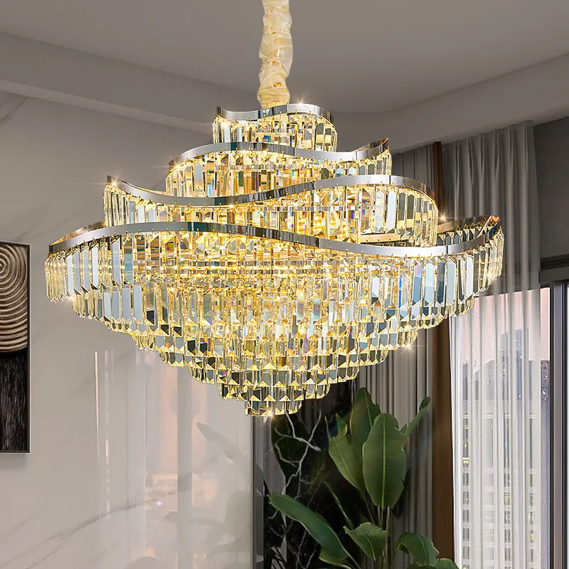 

Light luxury crystal chandelier, modern and minimalist living room main light, grand and luxurious dining room