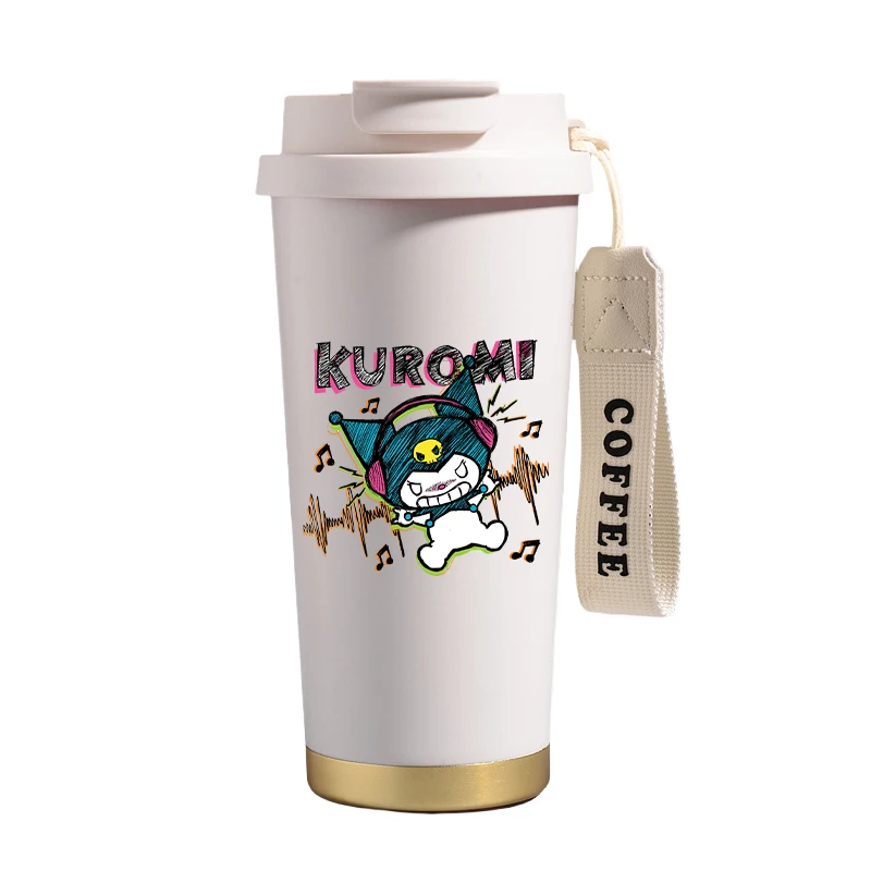 Y2k 500 мл Kawaii Kuromi My Melody, белая кофейная кружка, аниме, автомобильная изолированная бутылка для воды, портативная большая вместительная мультяшная чашка, подарки