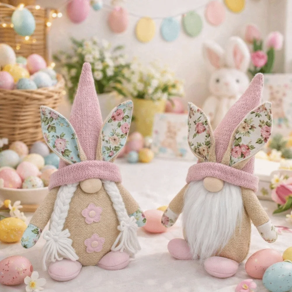 Cartoon Easter Bunny Gnome Spring Bunny Themed Faceless Design Gnome Faceless Plush Doll Polyester Elf Stuffed Doll