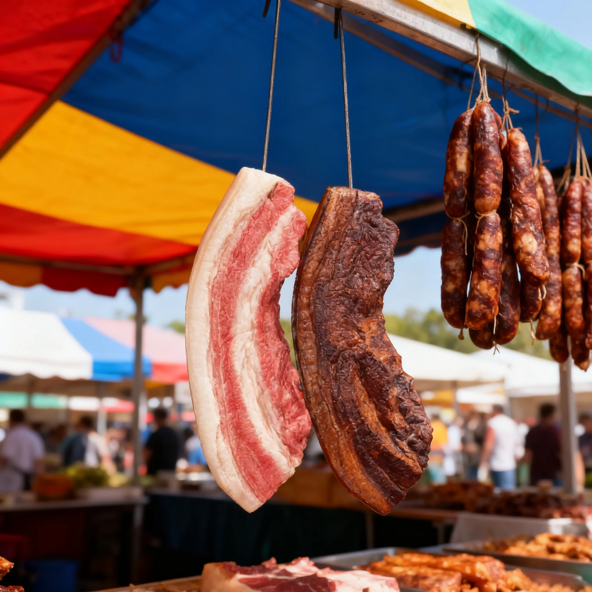 Adereços simulados de bacon chinês, costelas de porco artificiais, pato assado, ganso assado, frango assado, decorações.