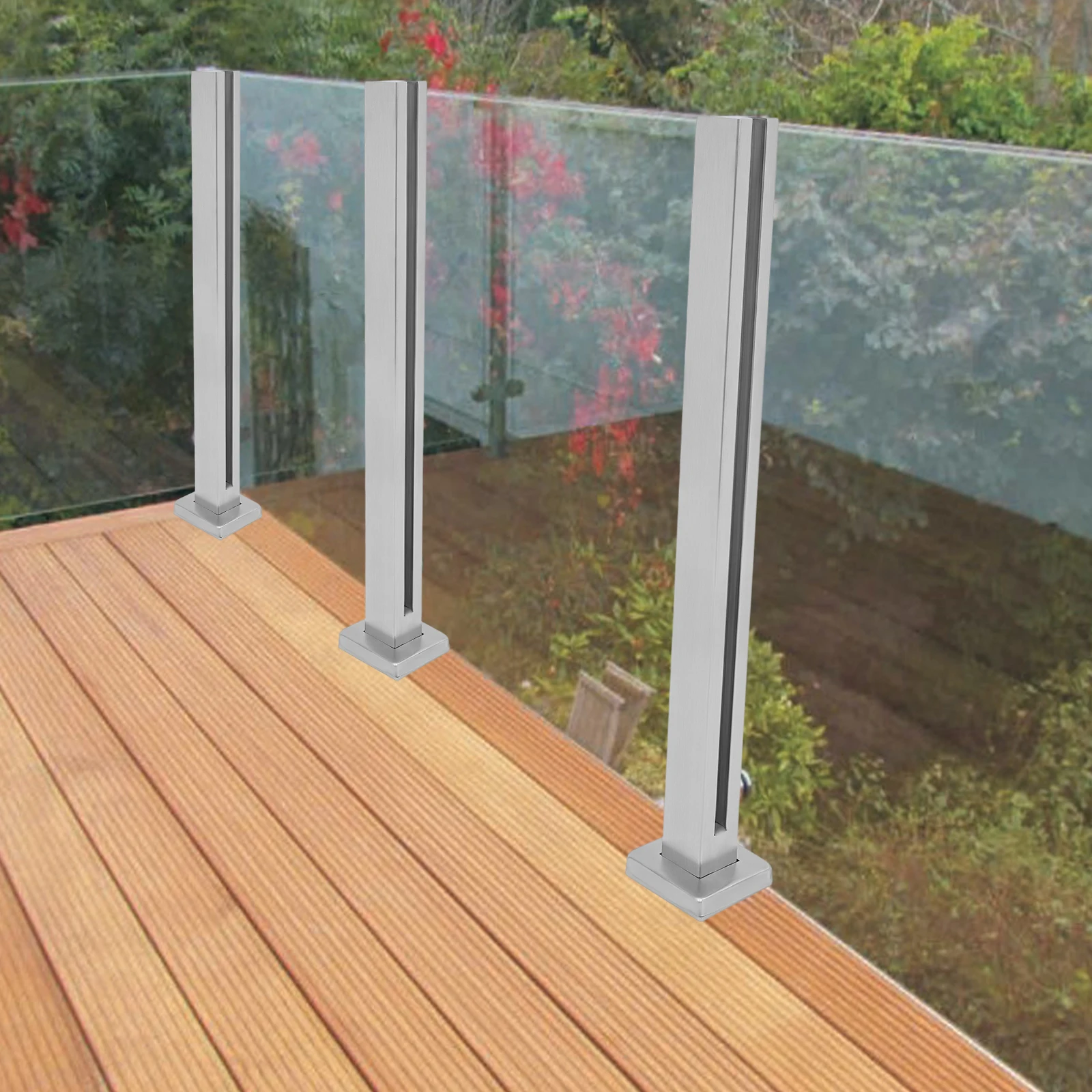 304 Stainless Steel 25.6-inch Glass Railing Column High Load-bearing End Column Glass Vertical Frame