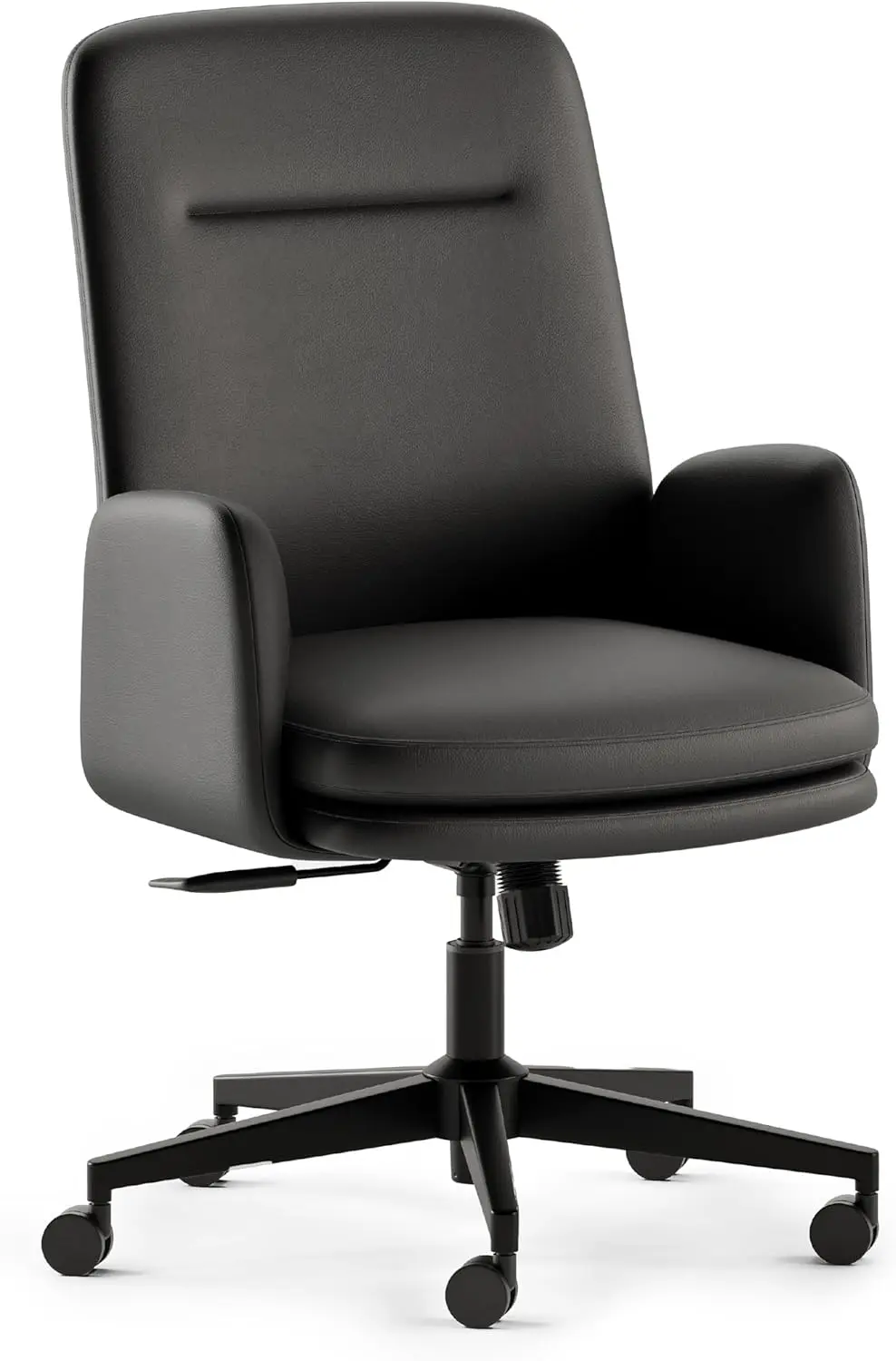 Softside Mid Century Modern Office Chair, Vegan Leather - Removable Arms & High Back Design with Luxury Cloud-Like Comfort