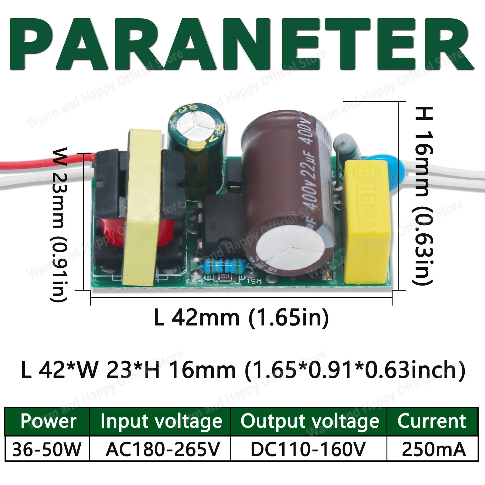 LED Driver 250mA 36-50W For LEDs Power Supply Unit AC180-265V Output DC110-160V Lighting Transformers