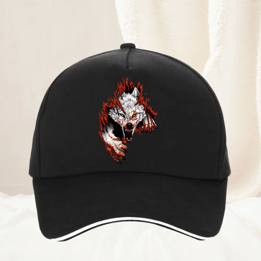 

Angry Wolf cartoon Baseball Cap Women Vintage Adjustable Dad Hat Funny Trucker Hat Summer caps Gift for Me