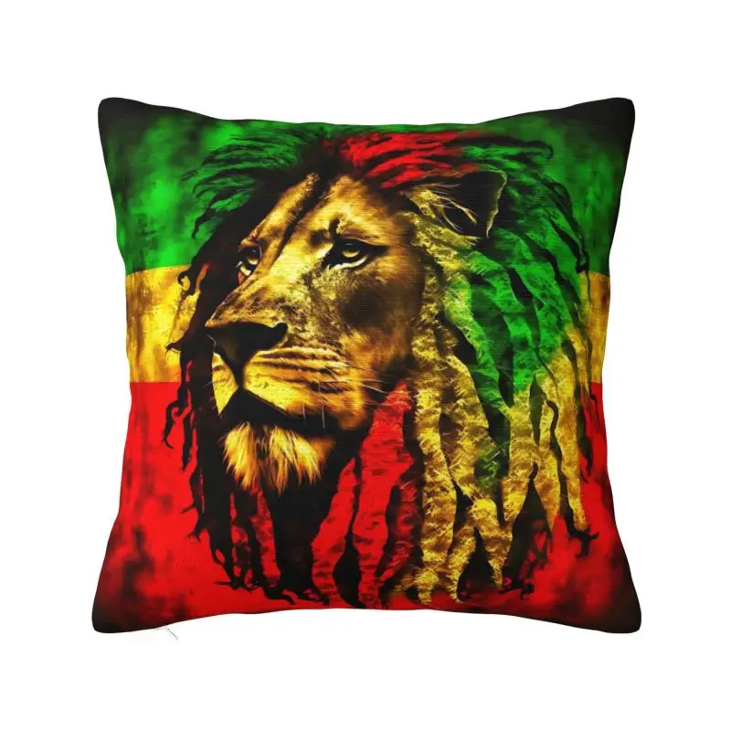 Rasta Lion Jamaica Flag Throw Pillow Case Decor Home Jamaican Reggae Cushions Cover For Sofa Car Square Polyester Pillowcase