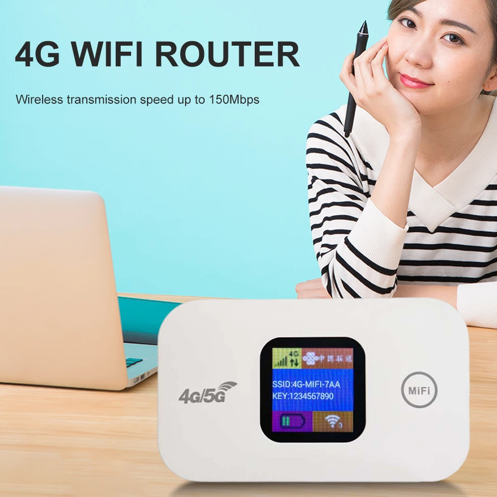 4G LTE Portable Router Sim Card Slot Mini Outdoor Hotspot 2100mAh Portable Network Hotspot Device Colorful LED Display