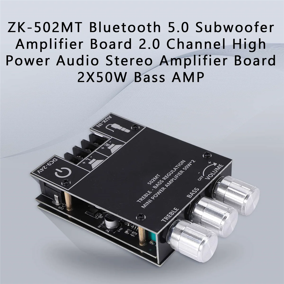

B02B-ZK-502MT Bluetooth 5,0 Плата усилителя сабвуфера 2,0-канальная плата стереоусилителя высокой мощности 2X50 Вт Bass AMP