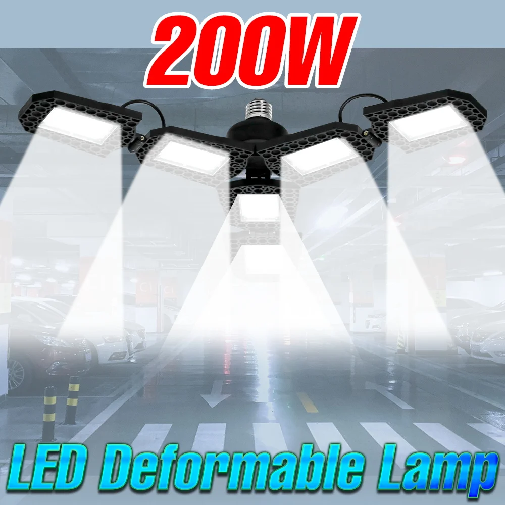 

Светодиодная лампа E27 для гаража, 220В, складной деформируемый потолочный светильник, 110В, для дома, спортзала, парковки, торгового центра, освещение