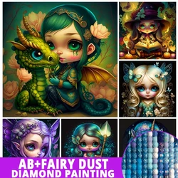 큰 눈 소녀 다이아몬드 그림 요정 먼지 AB 5D 엘프 전체 드릴 홈 장식 만화 마녀 수공예품 모자이크 라인 석 Embroidrey
