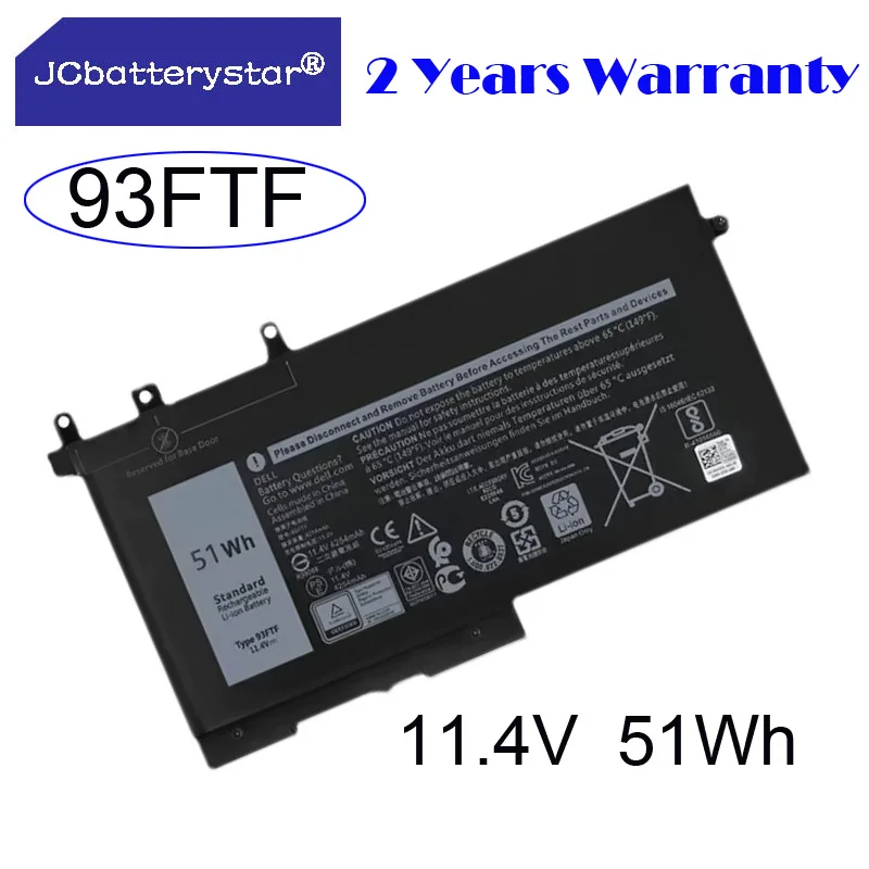 

JC new 93FTF 11.4V 51Wh Battery For Dell Latitude 5280 5480 5580 E5280 E5480 E5580 E5290 E5490 E5590 Series Laptops 83XPC