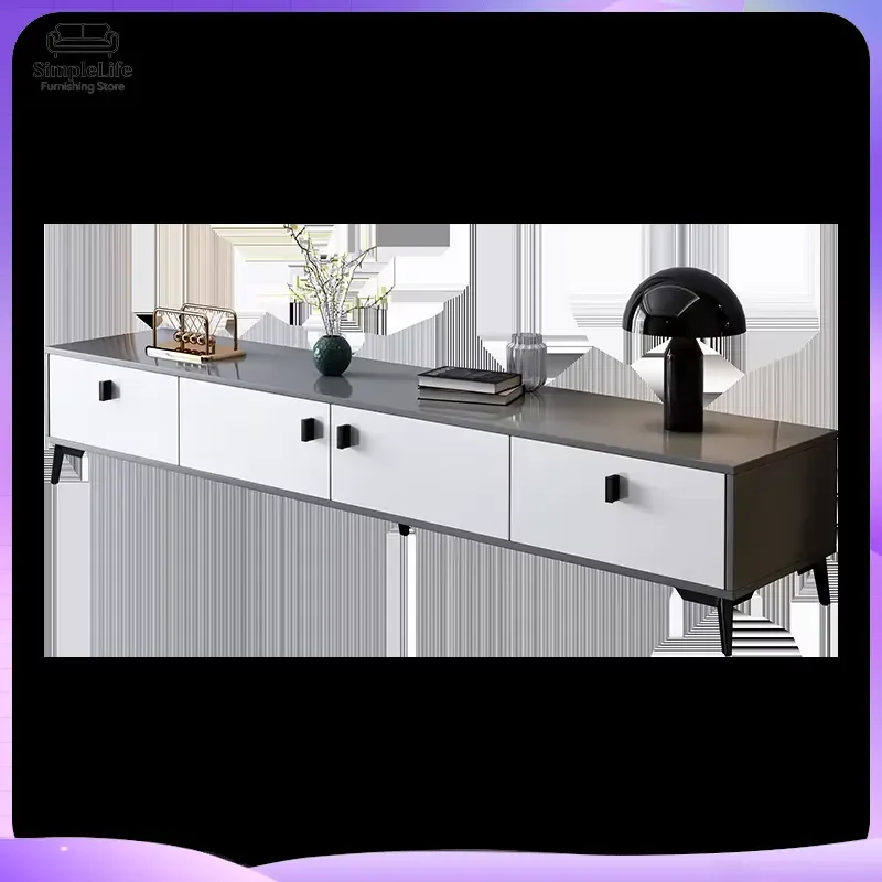Modern TV Stand for Living Room and Bedroom Wooden TV Cabinet with Doors Storage Shelves Feet Contemporary Minimalist