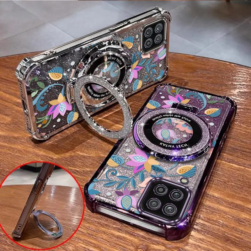 22 الزهور الملونة تصفيح سوار حامل جراب هاتف لسامسونج M13 A15 A04 F12 M12 A02S A13 A03S A12 A12S A12Nacho غطاء #6