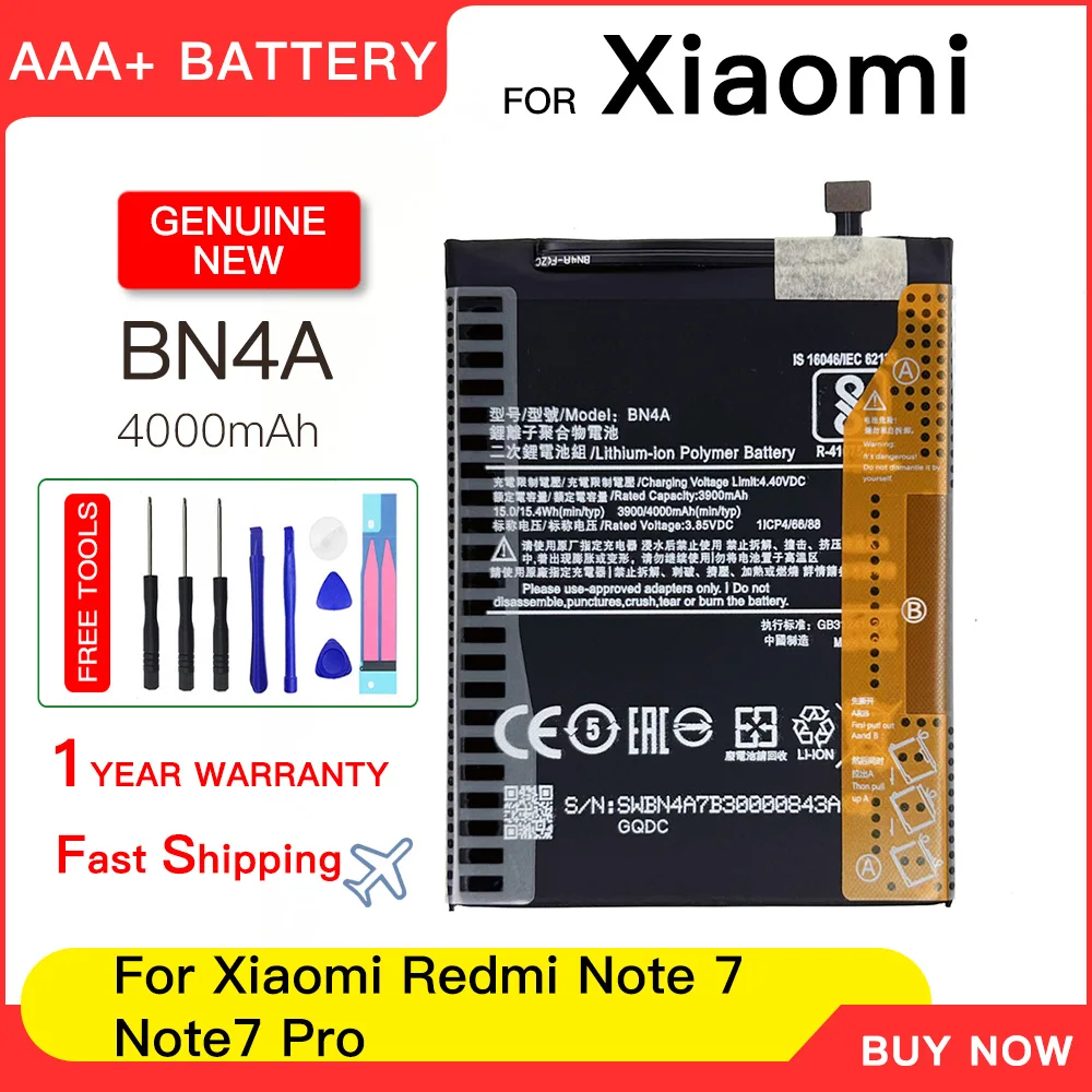 Genuine BN4A Battery For Xiaomi Redmi Note7 Note 7 Pro 4000mAh M1901F7C replacement battery batteries batteria+Free tools
