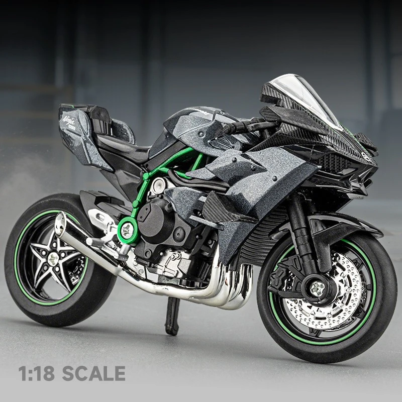 

1:18 Model Toy Motorcycle Metal Diecast Miniature Motorbike Front Wheel Steering Shock Absorption Home Decoration