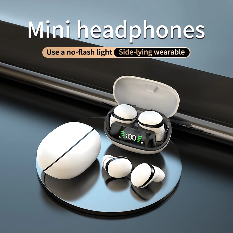 Invisible Earphones Mini Headphones Bluetooth TWS Wireless Sleep with Microphone HD Call Semi-In-Ear Earbuds Noise Reduction