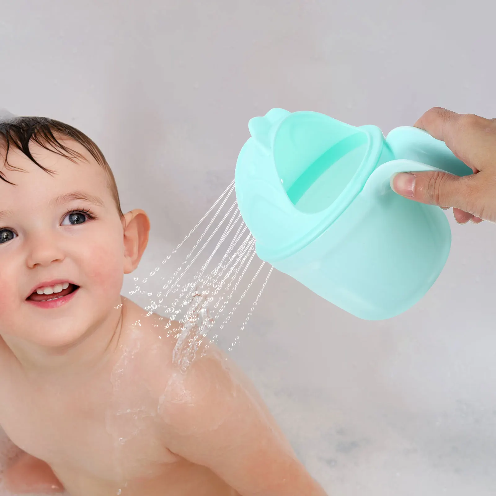 

2Pcs Baby Bath Rinse Cup Easy Grasp Handle Cute Cartoon Design Safe Washing Newborn Shower Supplies Accessory Baby Bath Cup