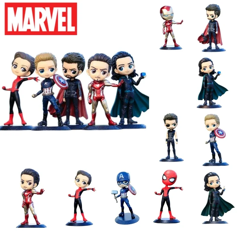 Marvel The Avengers Captain America Iron Man Spider Man Thor Loki Q Version Desktop Hand Office Cake Cartoon Ornament Pendant