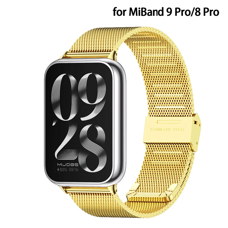 Xiaomi Mi Band 8 Pro 9pro 밴드 용 금속 스트랩 Mi Band 8Pro Milanese Straps 8pro 용 Redmi Watch 4 용 스테인레스 스틸 팔찌