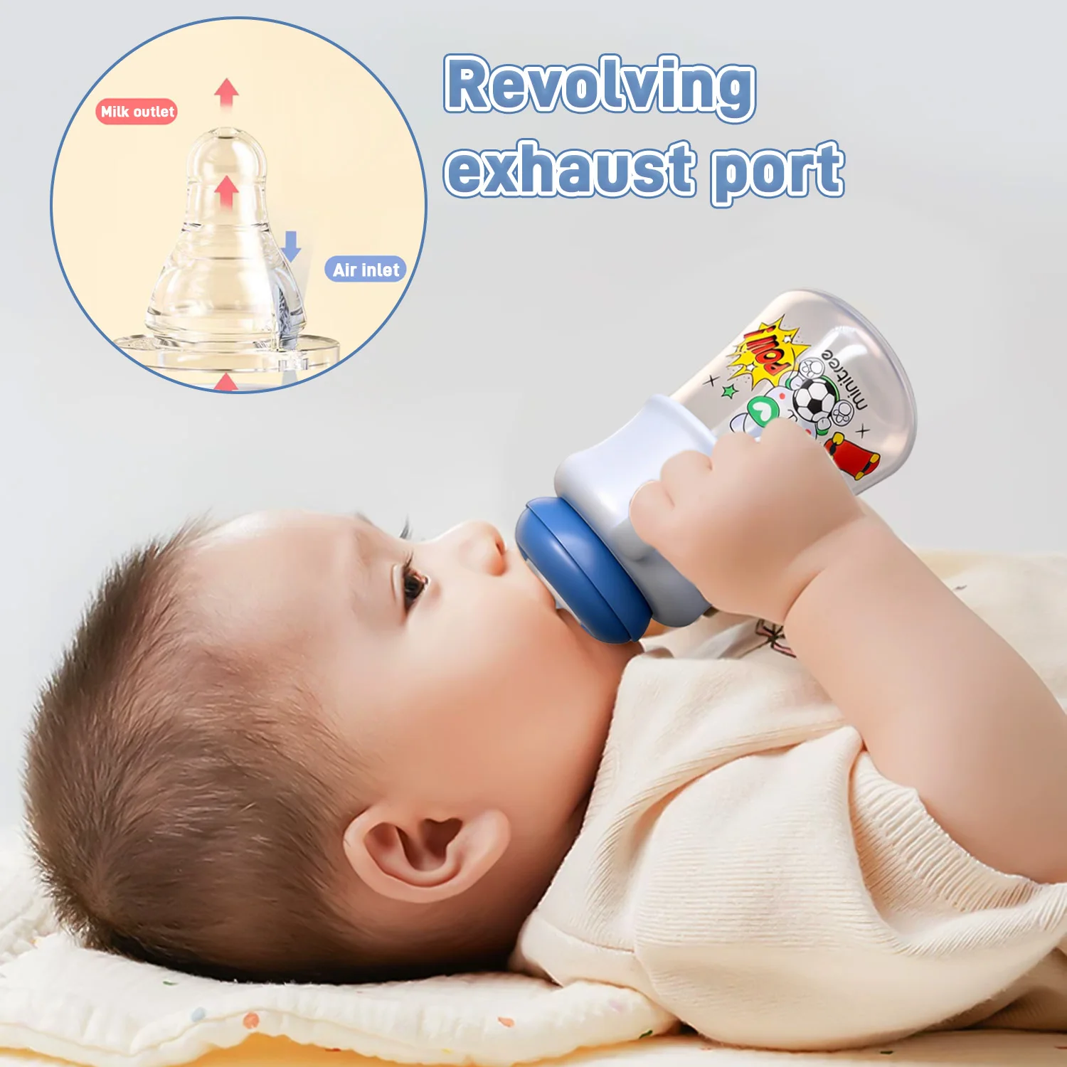 

270ml newborn cartoon feeding bottle, bear-shaped baby bottle, thick PP material baby bottle with handle, anti-fall and durable