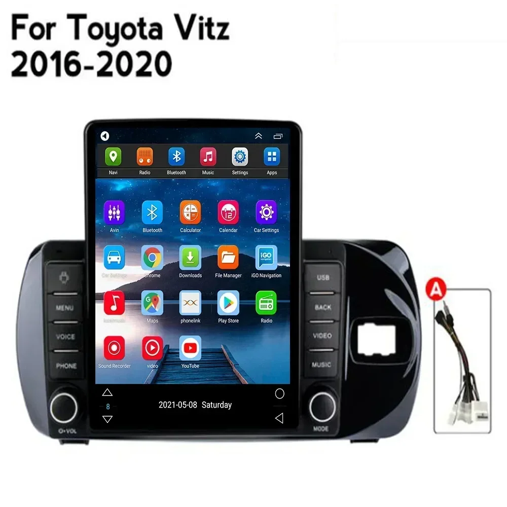 For Tesla Style 2Din Android 13 Car Radio For Toyota Vitz 3 III XP130 2014-2035 Multimedia Video Player GPS Stereo Carplay DSP