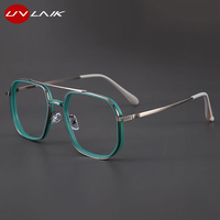 Fashion Double Beam Glasses Frame Men Women Ultralight TR Metal Polygon Anti Blue Light Transparent Lens Eyeglasses